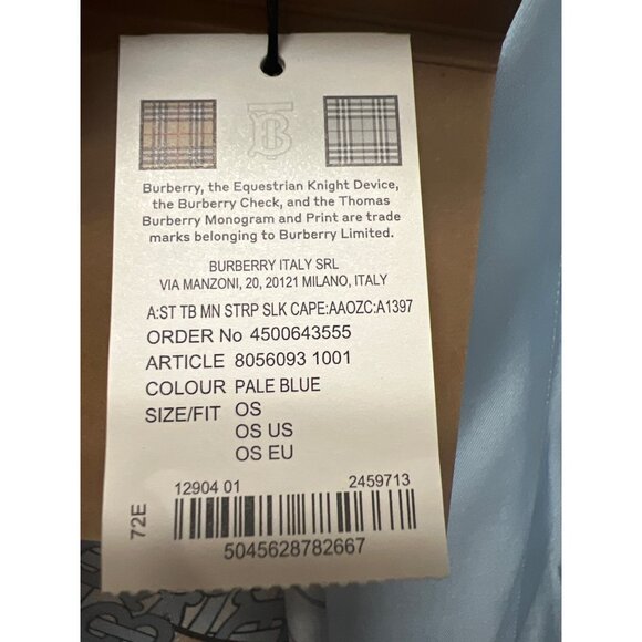 Burberry NWT TB & Stripe 100% Silk Logo Cape with Scarf - Picture 5 of 9